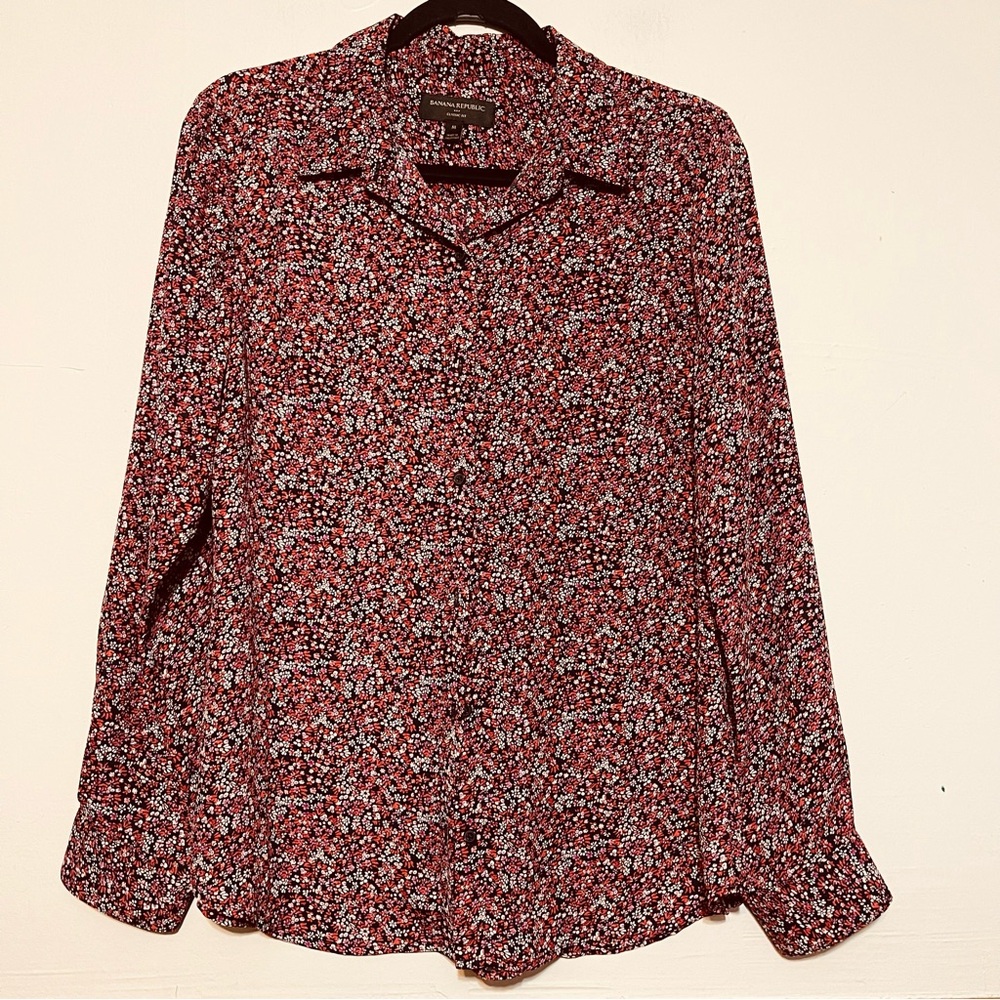 Banana Republic Black and Pink Floral Top